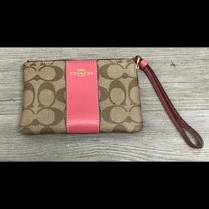 Coach 03292 Signature PVC Leather Corner Zip Wristlet